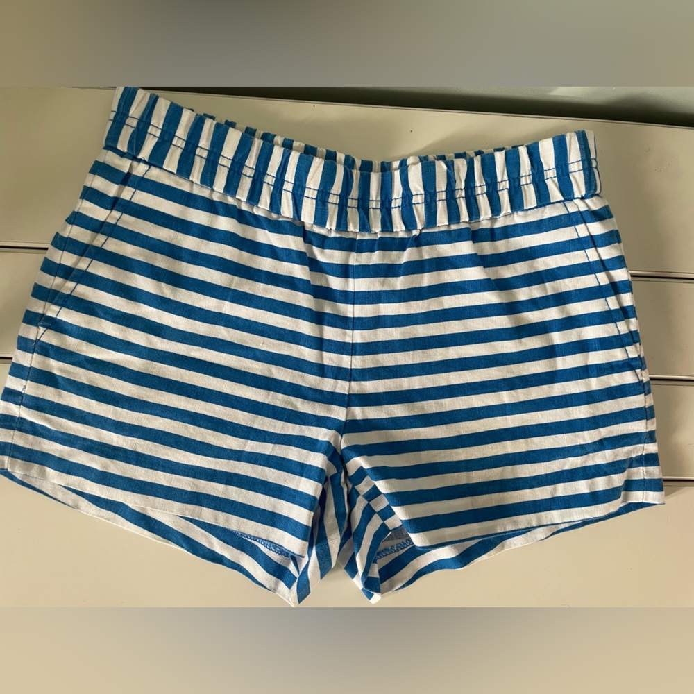 J.crew blue and white striped shorts with elastic waistband